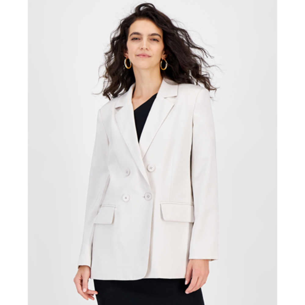 Bar III Double Breasted Blazer in Antique Ivory Women's Size Medium NWT